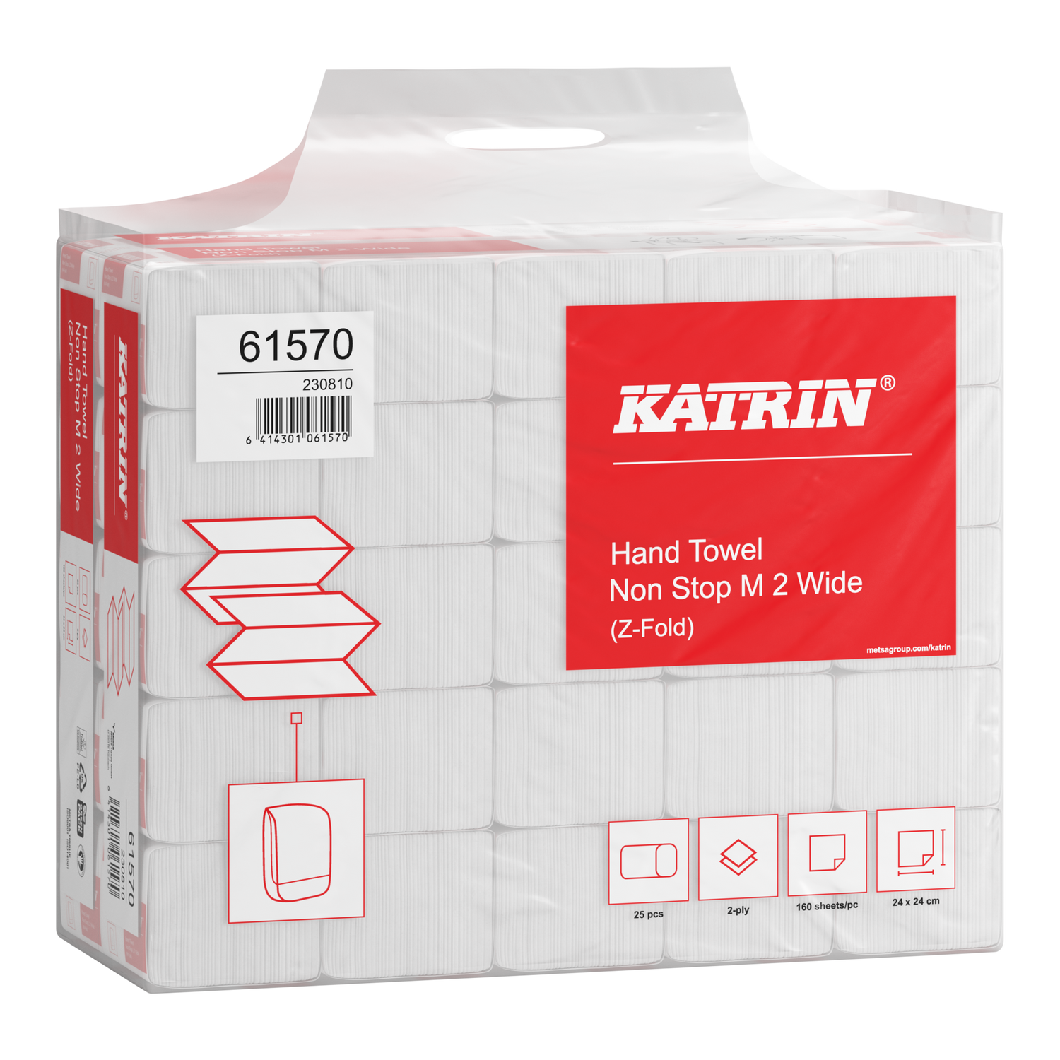 Katrin Z-Falz Falthandtücher Non Stop M Wide 160 Blatt 2-lagig, Handy Pack