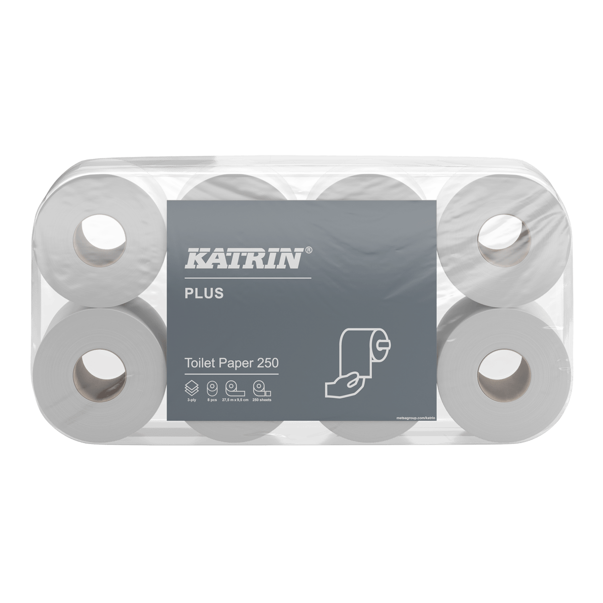 Katrin 11711 | Toilettenpapier 3 - lagig, Zellstoff, 250 Blatt - Hygienico