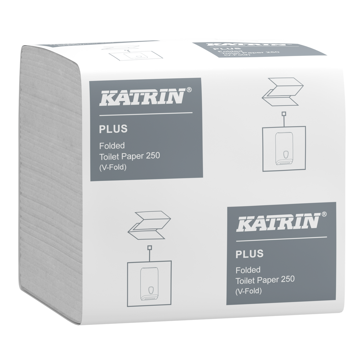 Katrin 56156 | Toilettenpapier Einzelblatt 2-lagig, Zellstoff, 250 Blatt