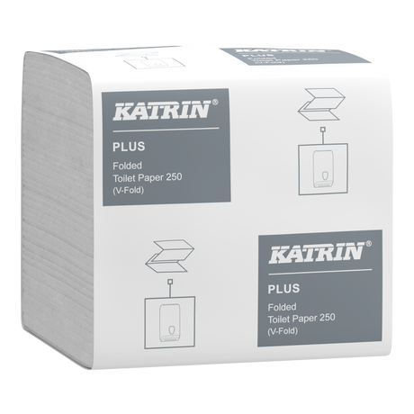 Katrin 56156 | Toilettenpapier Einzelblatt 2-lagig, Zellstoff, 250 Blatt
