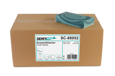 Mouchoirs en papier SemyCare, 2 plis, boîte de 100