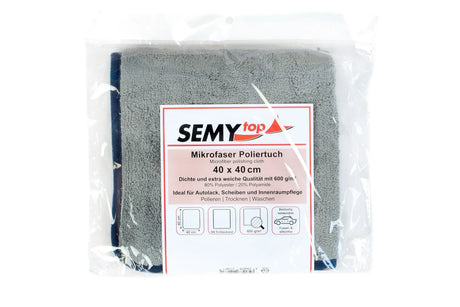 SemyTop microfiber polishing cloth, 40 x 40 cm, gray