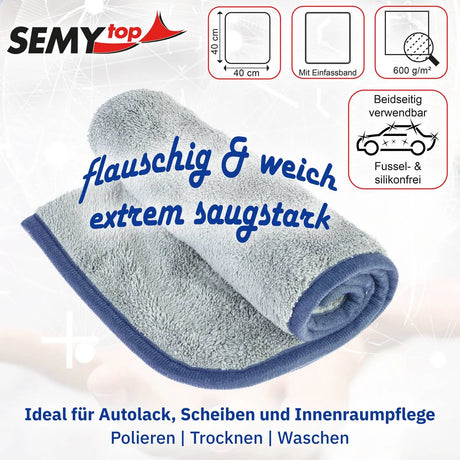 SemyTop microfiber polishing cloth, 40 x 40 cm, gray