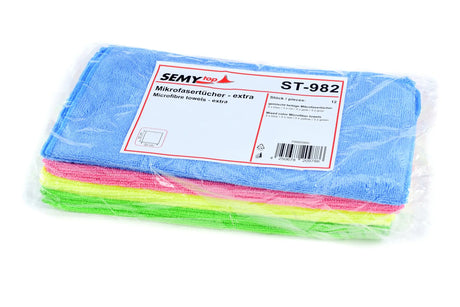 SemyTop extra microfiber cloths, 4 colors, 3 pieces each, 32 x 32 cm, 12 pieces