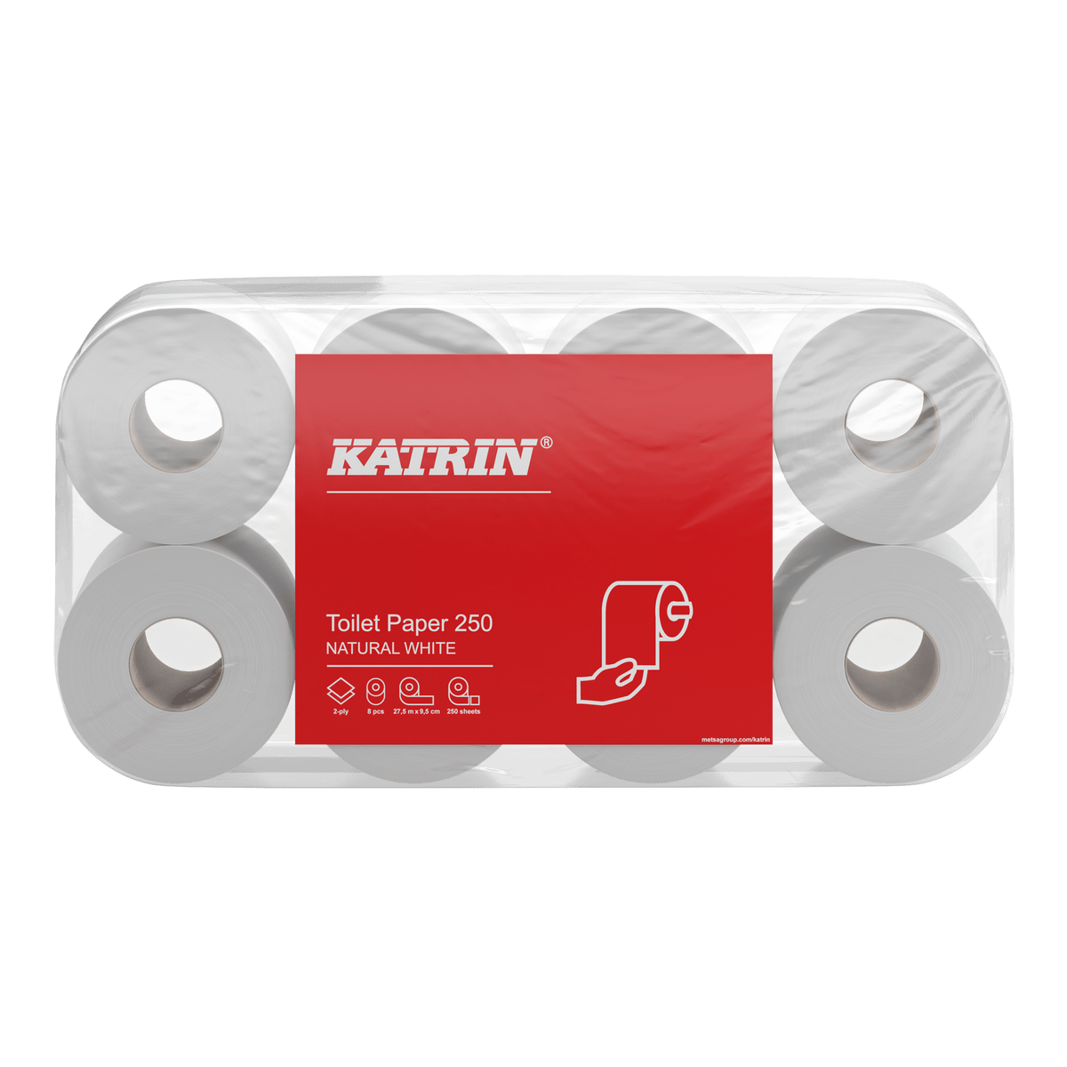 Katrin 169505 | Toilettenpapier 2 - lagig, Zellstoff, 250 Blatt - Hygienico