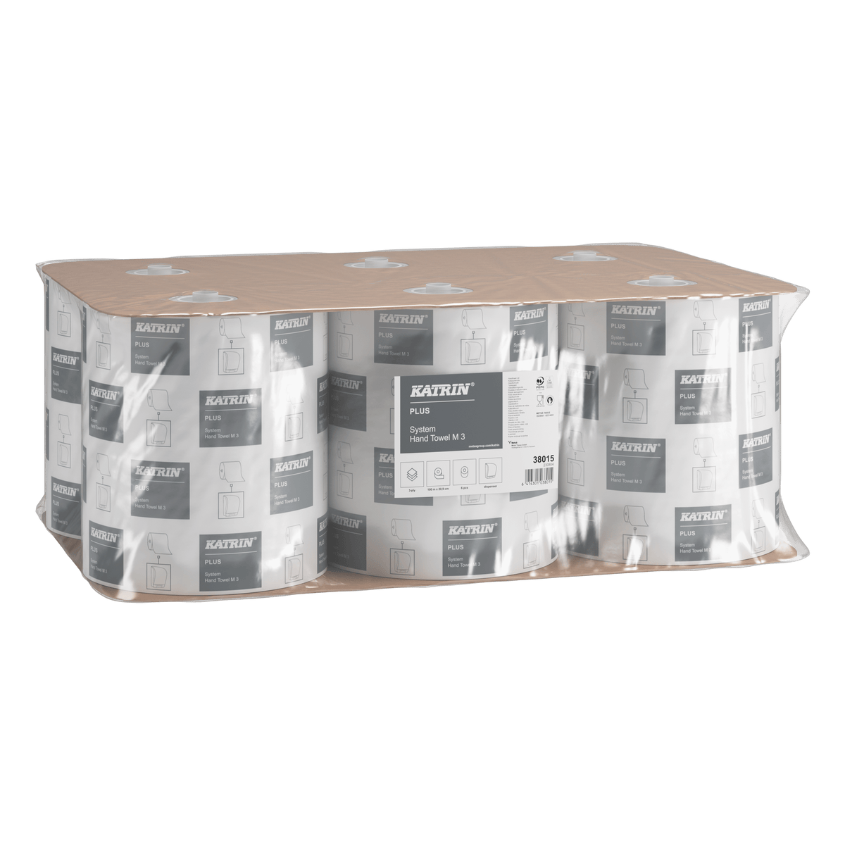 Katrin 38015 | System Papierhandtuchrolle, 100 m, Zellstoff, 3 - lagig - Hygienico